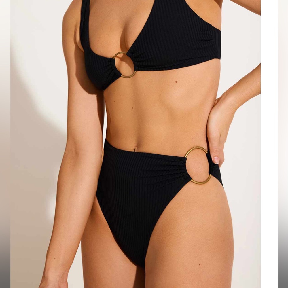 Vitamin A Lolita Bottom - Black EcoRib Hi Waisted metal ring size Large